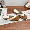 Yuanlitong slope heel flip-flops 5.5cm heightened version thick-bottomed toe slippers women's wear 2025 summer new