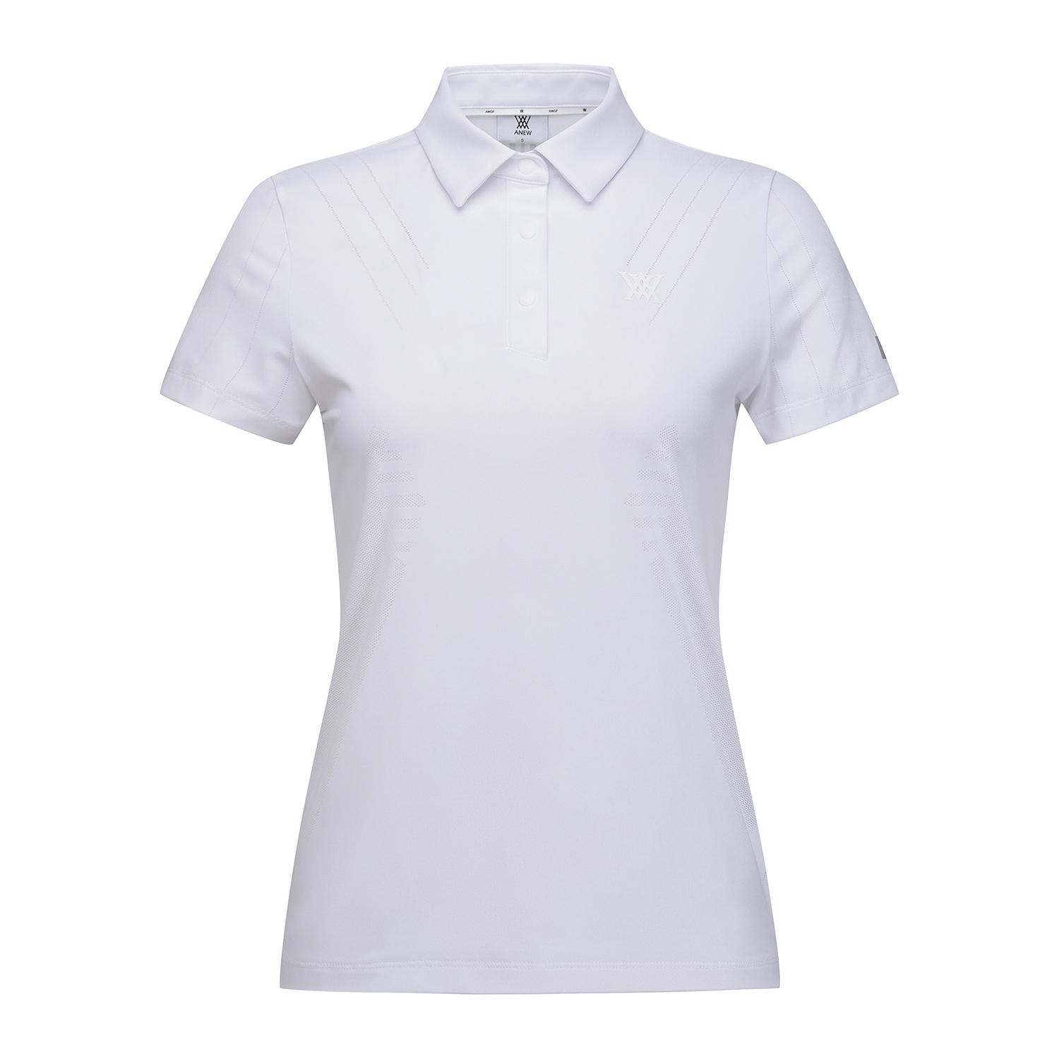Anew Golf Женская S Черная Отделка Жаккардовая Короткая Футболка_Wh Xs