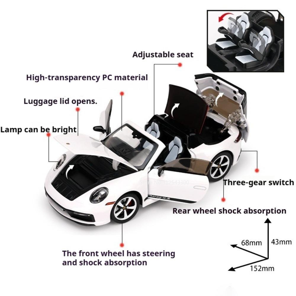 1:32 Scale 911 GT3RS Car Model Toy Doors Opened Alloy Body Cars Sound Light Rubber Tires Models for Kids Birthday Presents