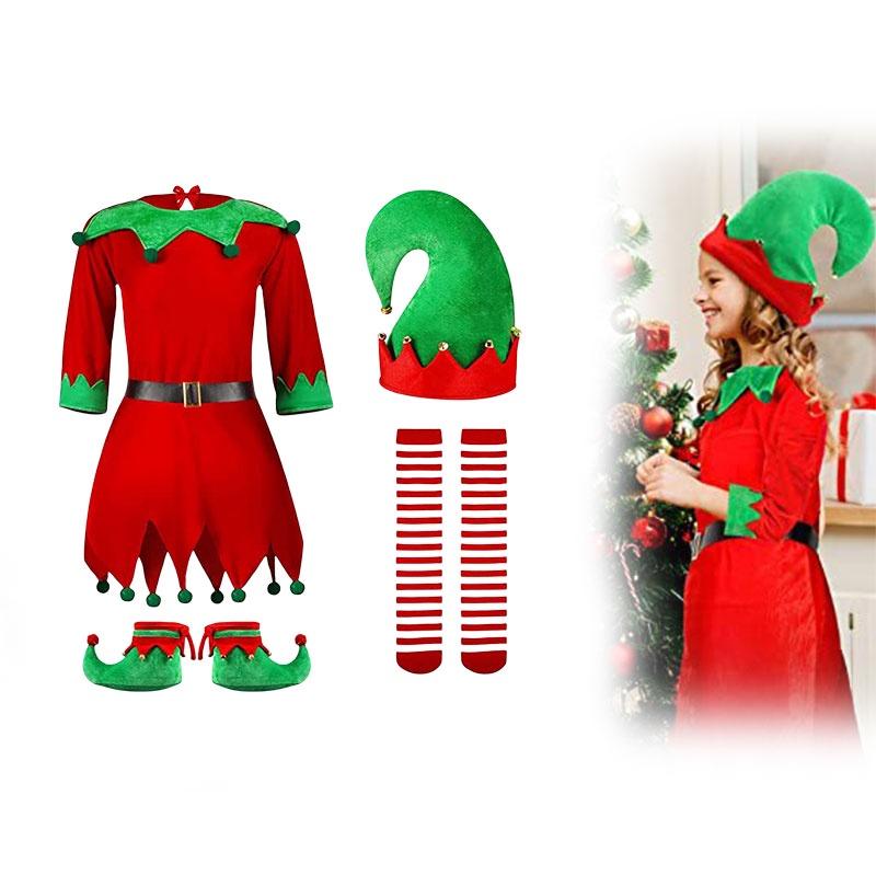 Children's Christmas Outfit Boys And Girls Santa Claus Suit Red Long Sleeve