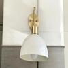 White and Brass Wall Sconce Single Light Vanity Lamp Modern Bathroom Light Fixture Bedroom, Living Room, Mirror Lighting