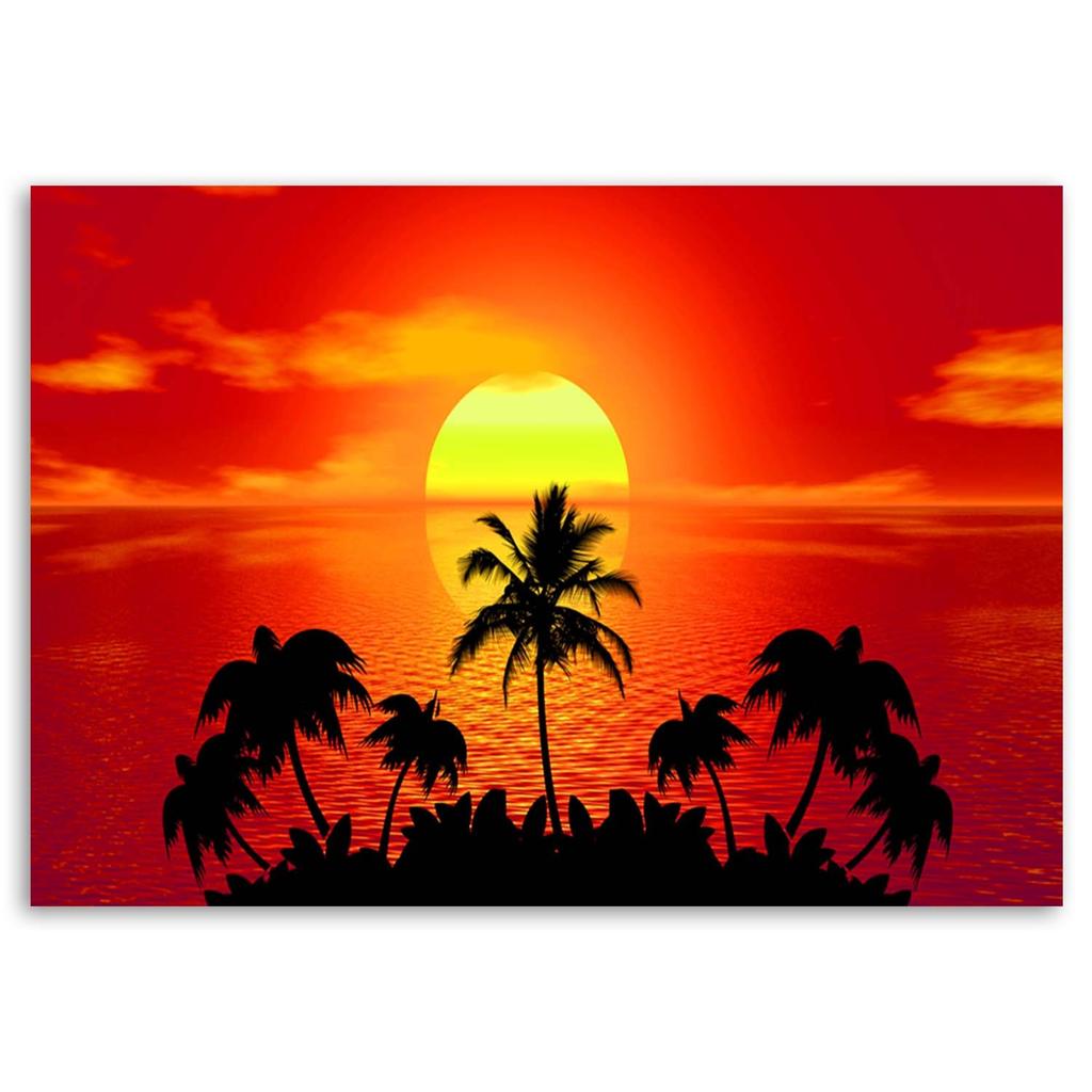 Canvas Print, Sunset with Palm Trees