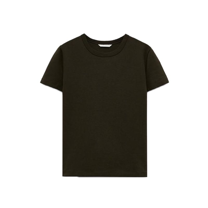 and Summer Women's Clothing French Simplicity Style Straight-leg Multi-Color Selection Double-Sided Cloth Silm Short Sleeve round Neck T-shirt 4174378