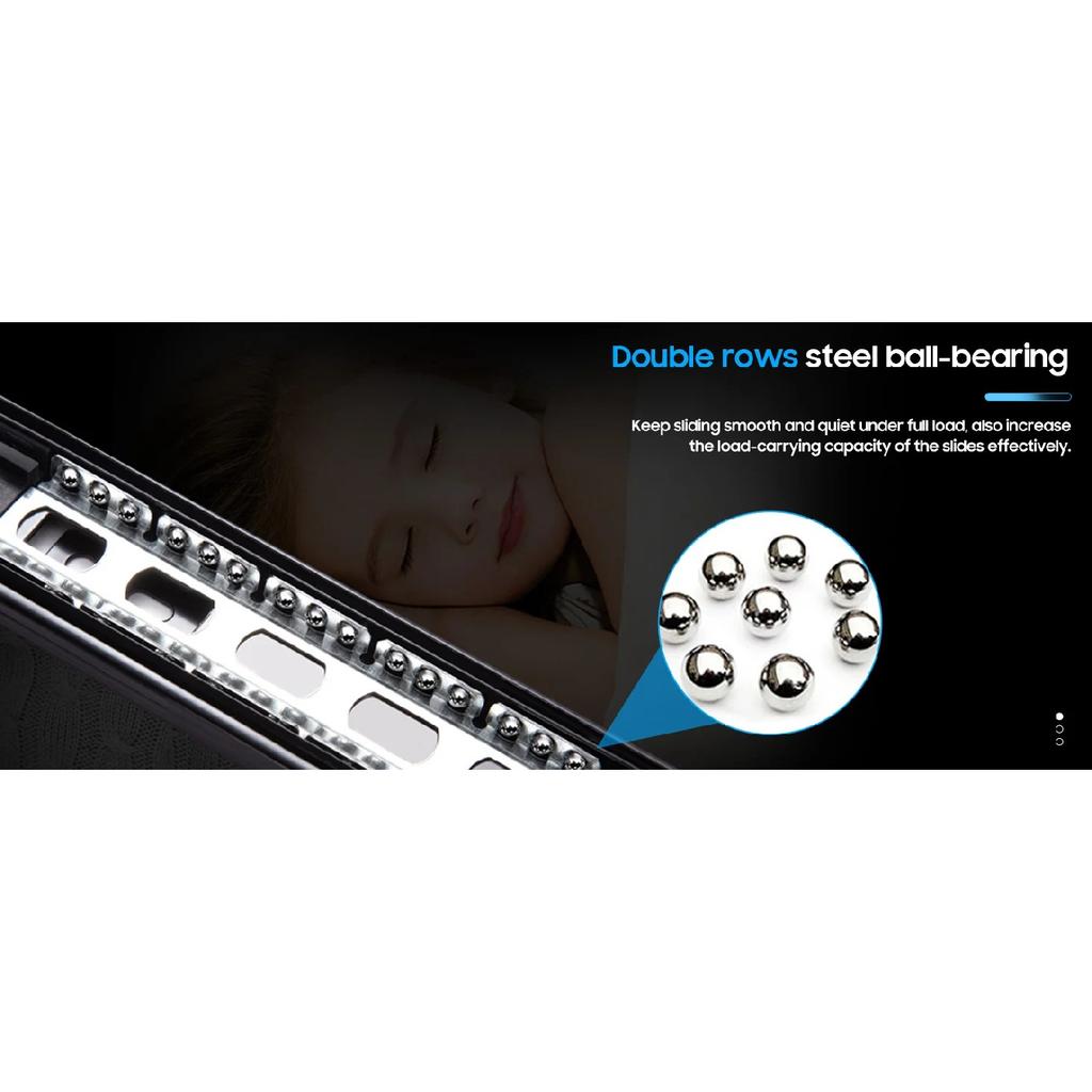 45mm Drawer Slides Side Full Extension Mount 100 LB Load Capacity Ball Bearing Guide Glides 1 Pairs