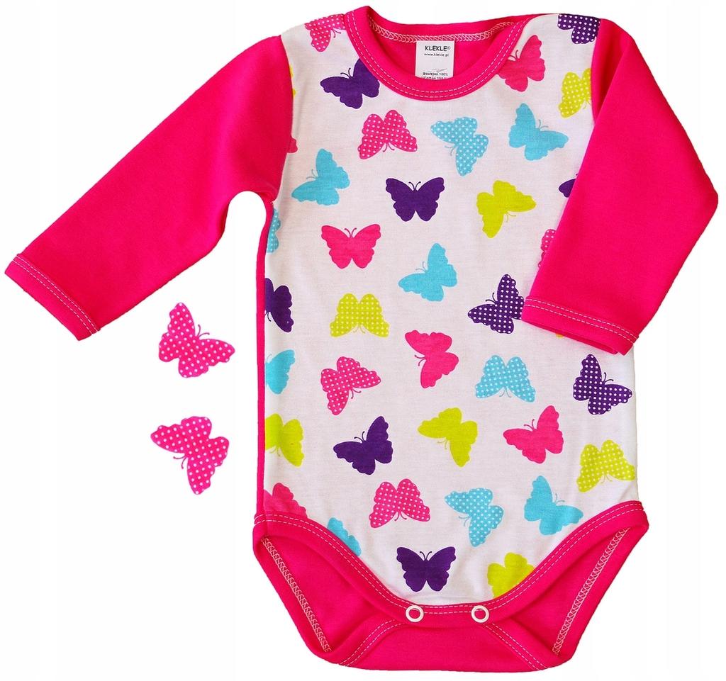 Long Sleeve Bodysuit 100% Cotton BUTTERFLIES Size 62 KLEKLE