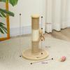 Cat Scratching Post for Indoor Cats, 47cm Tall Cat Scratcher with Jute Sisal Rope, Hanging Toy Ball, Feather, Brown