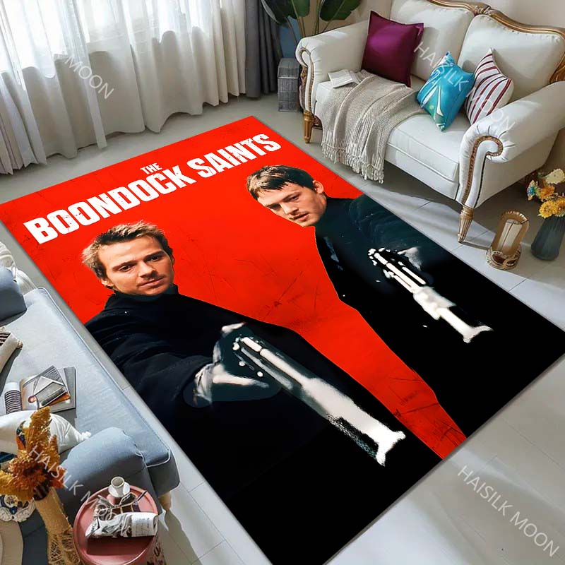 1 Stück Doppelte Figuren mit Waffen, roter Hintergrund Teppich für Wohnzimmer Schlafzimmer Sofa Heimdekor Rus Rutschfeste Bodenmatte Luxuriöses Geschenk