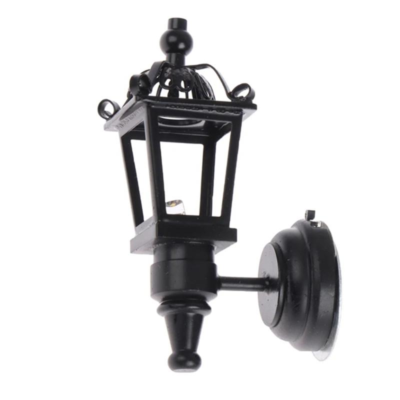 

Dollhouses LED Wall Sconces for 1/12 Scale Miniature Black Garden Wall Lamp for Realistic Dollhouses Home Decoration 1