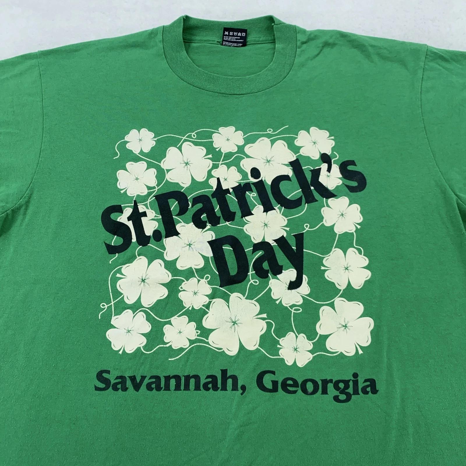 Vintage St. Patrick s Day Shirt Mens L/XL Savannah Georgia Shamrock Tee USA 90s 3XL