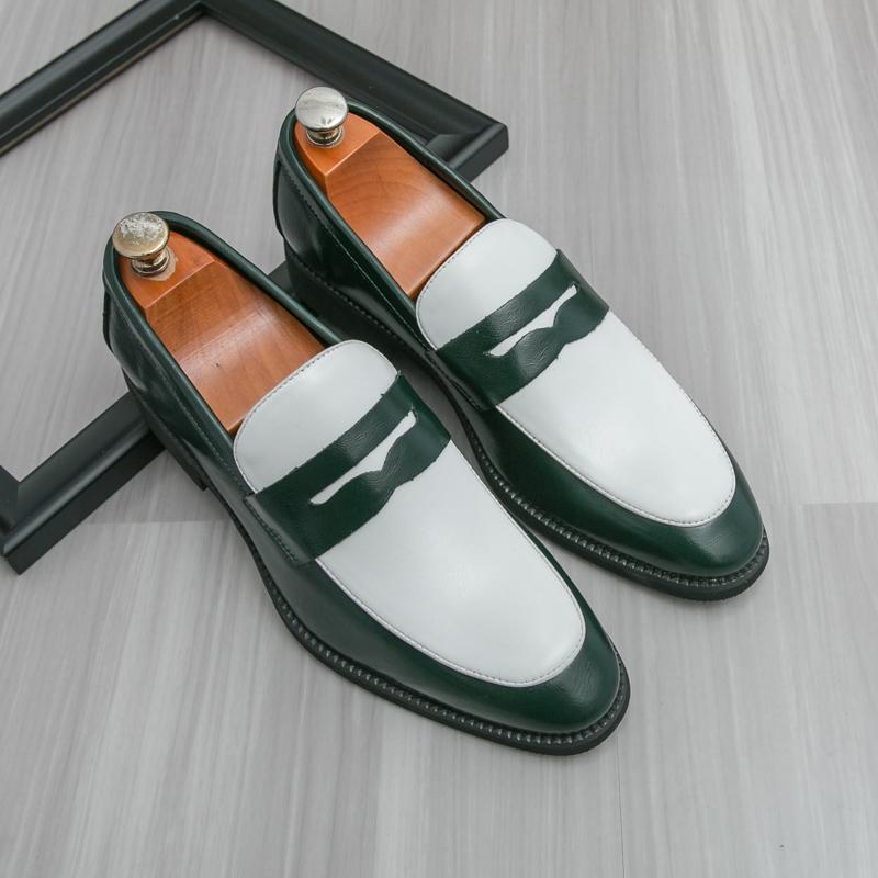 Fashion 2025 Spring New Men's Comfortable Soft Soled Open Laughing Loafers Fashion Brand Color Blocked Breathable Casual Leather Shoes