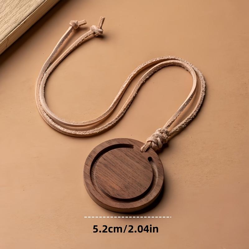 1 Stück Runder Premium Holz Diffusor - Handgefertigt aus Weißem Wachsholz und Schwarznuss - Elegantes Autoaufhängung Aroma Zubehör