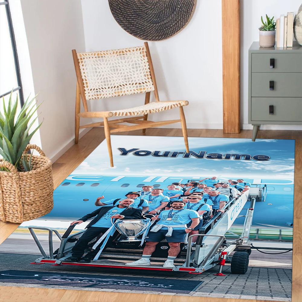 Manchester City Customized Name Area Rug Perfect for Entryway Hallway Decorate room Playrooms Anti-slip Rug Anime Office Decor Birthday/Christmas Gift