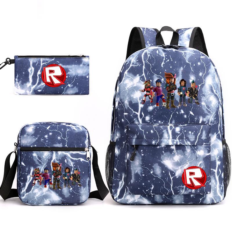 Large Capacity Schoolbag with Shoulder Strap; Student Three-piece Pencil Case Set
