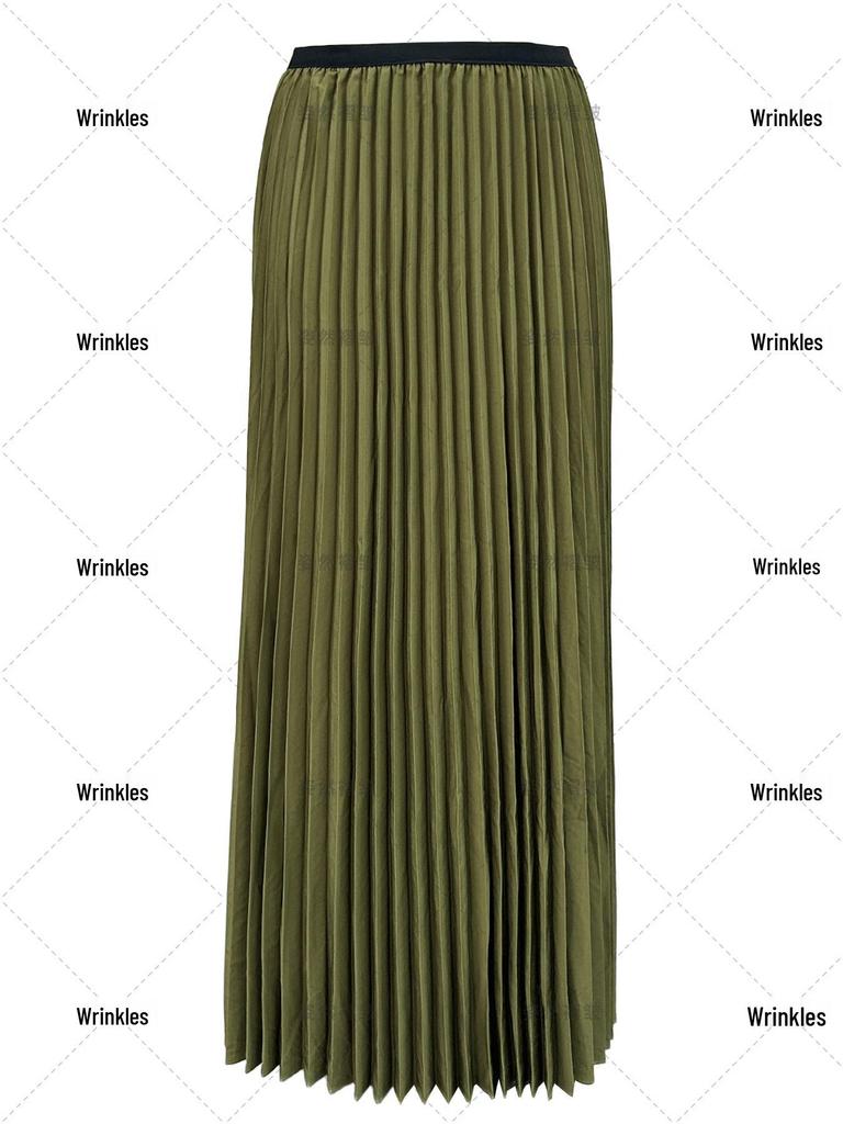 Plus Size Women's Two-Piece Pleated Satin Skirt and Top Set