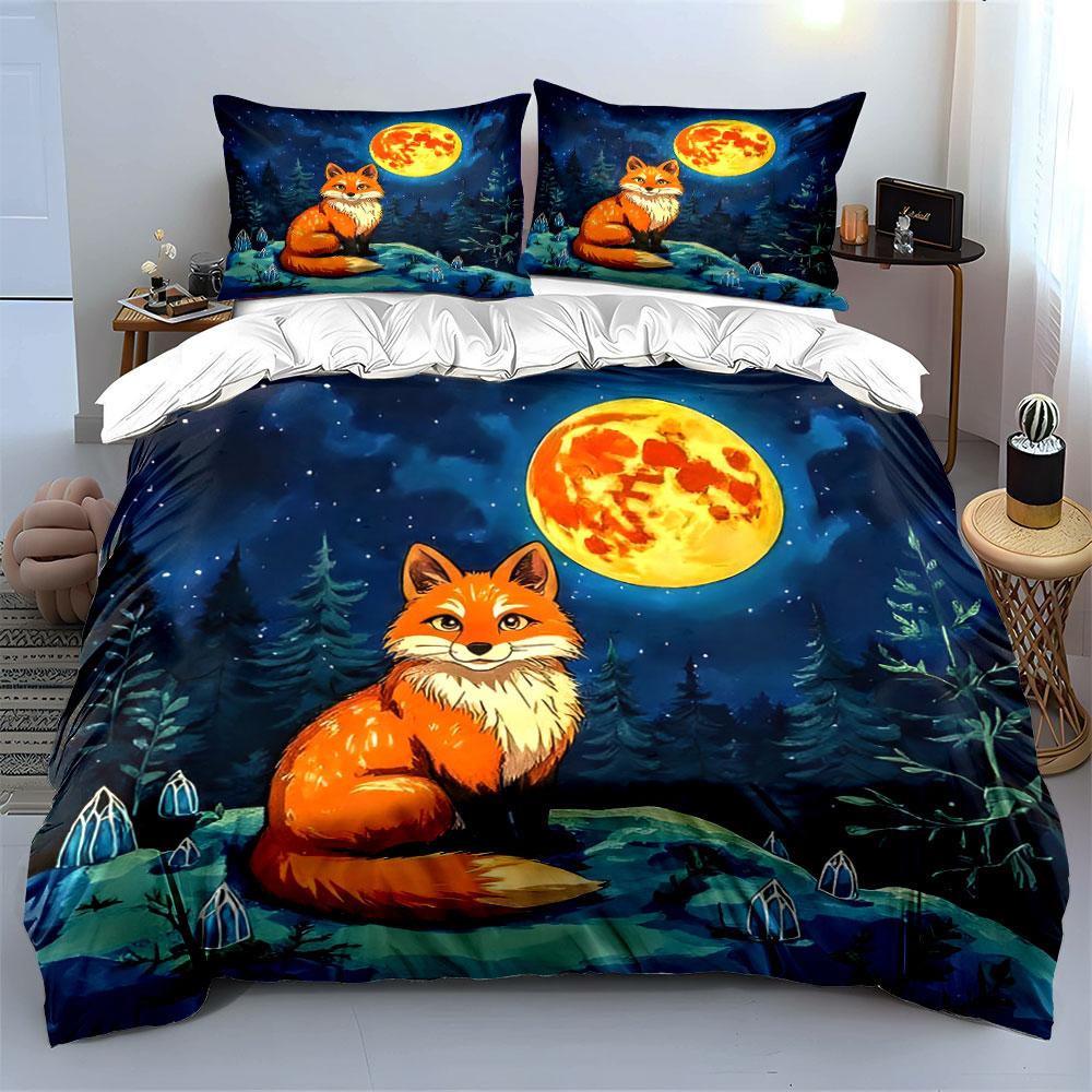 "Fox's moonlit haven" Bedding sets Duvet covers Pillowcases(1* Duvet Cover 2* Pillowcases without duvet insert)