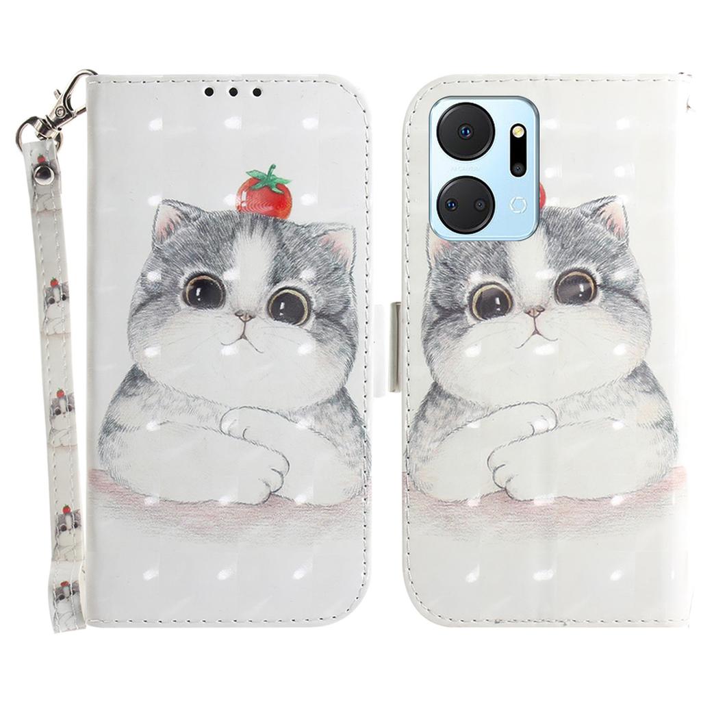 PU Leather Case for Honor X7a 5G Protective Case Wallet Phone Cover with Strap