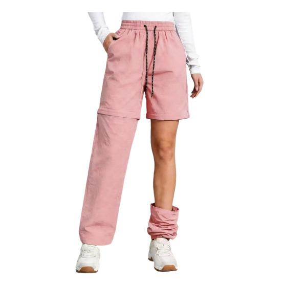 

Zip Off Hiking Pants Women Trousers Convertible to Shorts Waterproof Drawstring Waist Pants for Outdoor Camping Mountain Climbing L рожевий