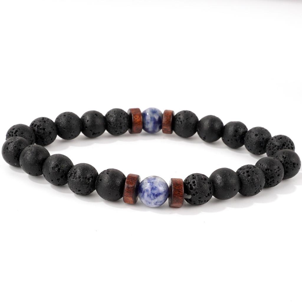 Popular Coconut Chip Volcanic Stone Bracelet Imitation Obsidian Yoga Energy Black Glitter Stone Bracelet