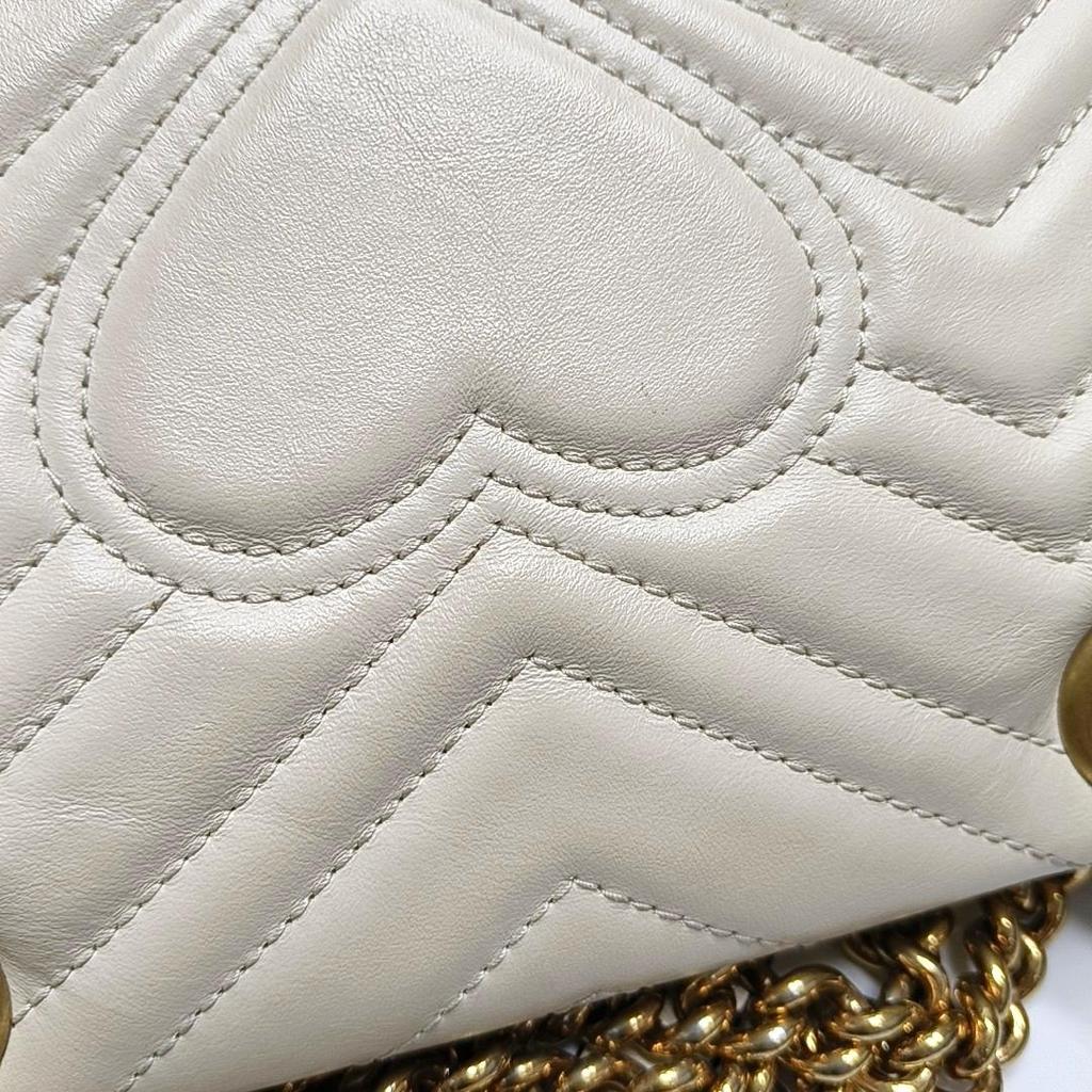 [Pre-Owned] Gucci GG Marmont Matelassé Mini Bag 'White' - Good #AX1QVC