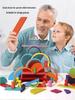 Colorful Wooden Rainbow Arch Bridge & People Stacking Blocks for Children's Early Education