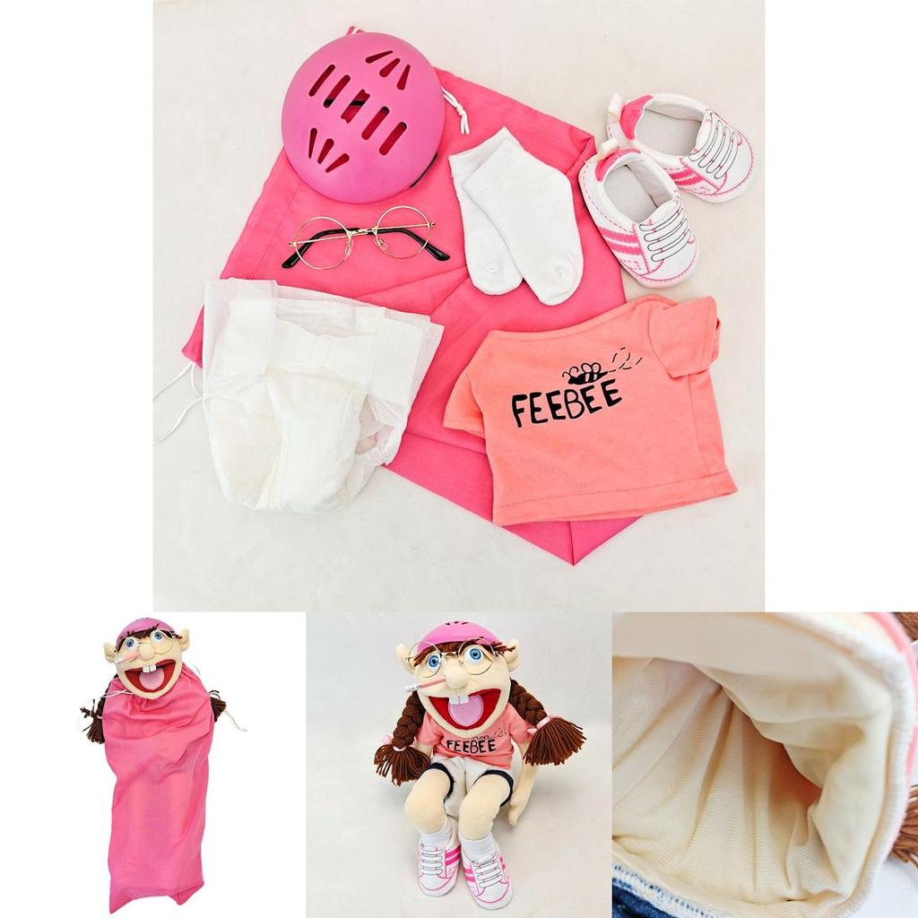 Sevimli Pembe Feebee Jeff Kardeş Kukla Peluş Bebek Ebeveyn-Çocuk Etkileşimi ve Erken Hediye İçin