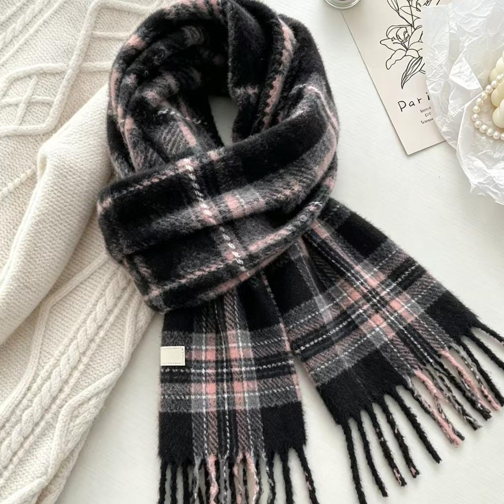 New Year's red plaid scarf women's autumn and winter high-end sense versatile imitation cashmere warm shawl scarf
