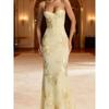 3D Embroidered Backless Cross Tie Maxi Dress Elegant Floral Evening Gown