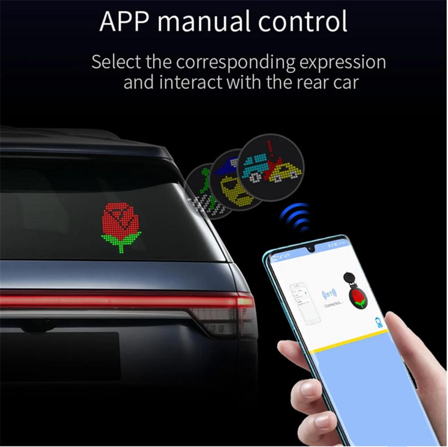 App-Control RGB Car Rear Window Emotion LED Sign