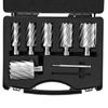 Annular Cutter Set, 6 Pcs Weldon Shank Mag Drill Bits, 2" Cutting Depth, 1" To 2" Cutting Diameter, M2AL High-Speed Steel, with 2 Pilot Pins and