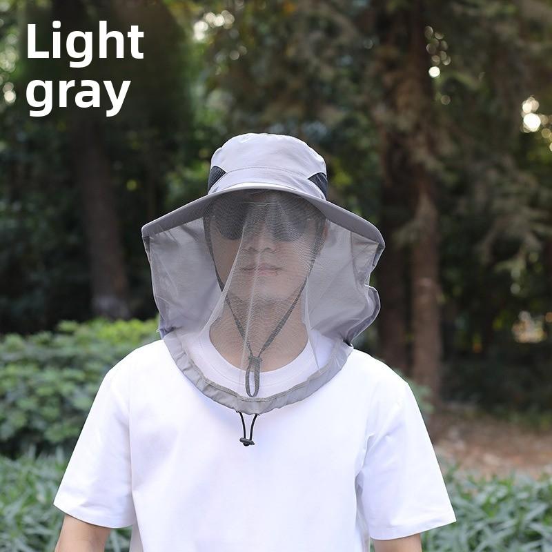 Mesh Face Mask Mosquito-proof Hat, Sun Protection Hat, Face Covering for Men and Women, Summer Outdoor Large Brim UV Protection for Fishing and