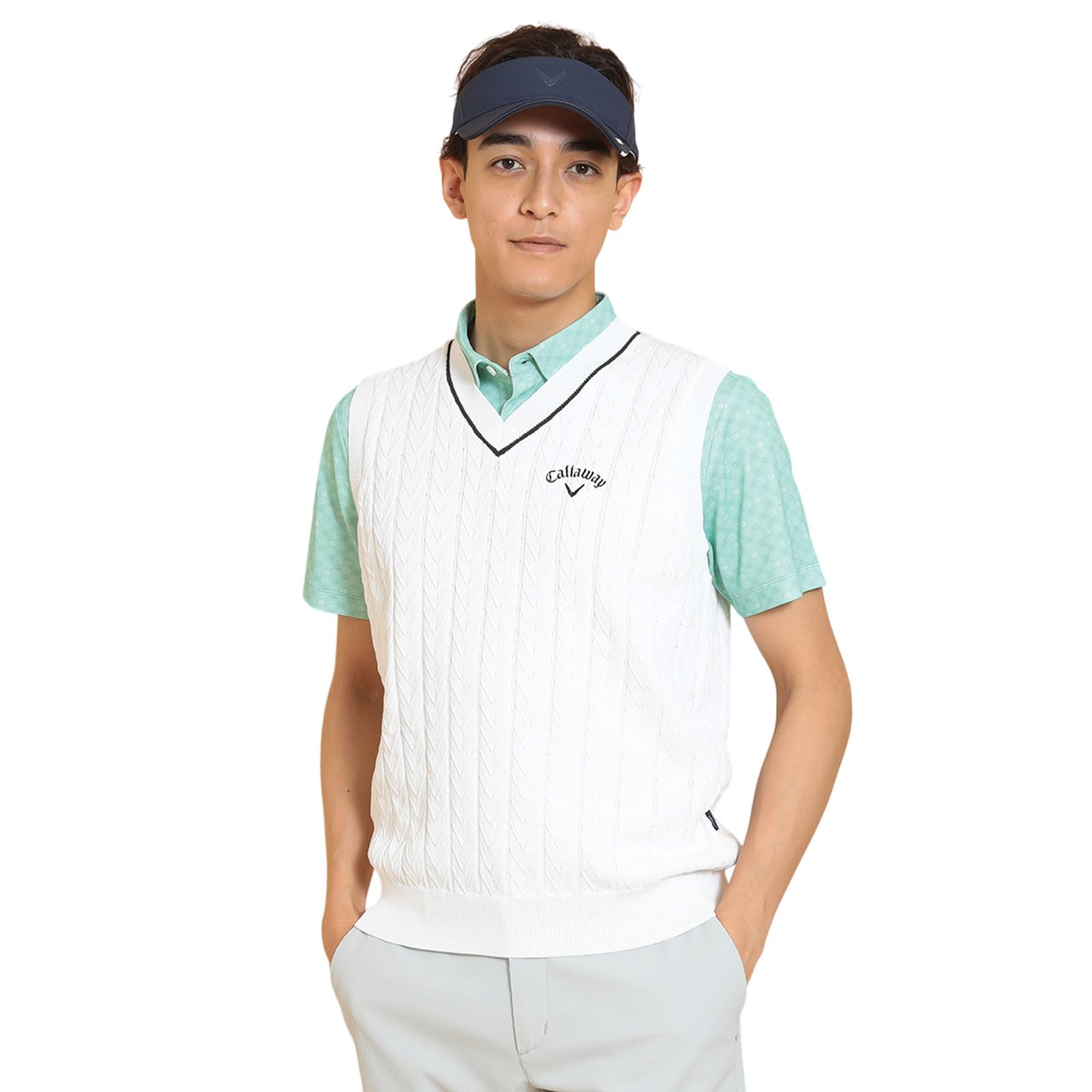 

Callaway Men s V-Neck Knit Vest (One-Point Logo) / Golf / C25119100 1030_White M