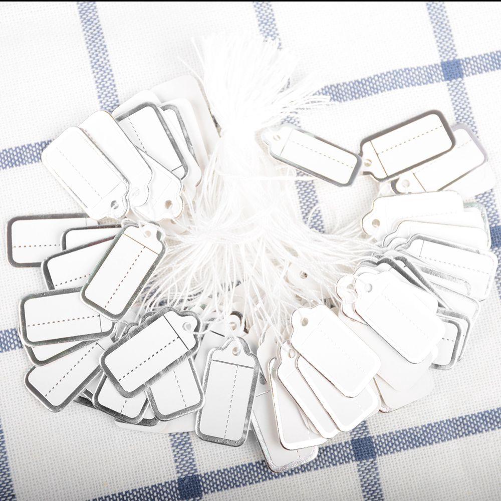 100pcs Blank Price Label Tags String Tie Watch Jewelry Display Merchandise Price Label Paper Cards Rectangular Price Tag