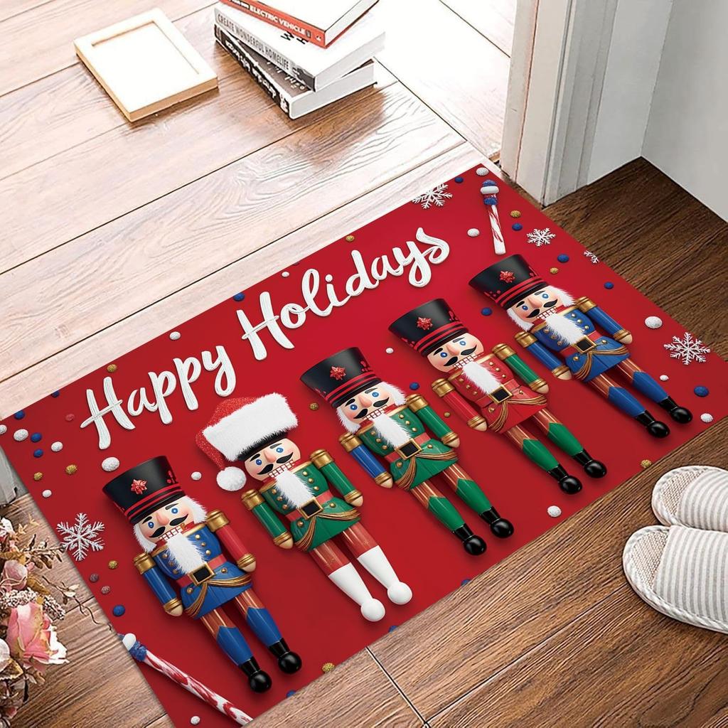 Christmas Nutcracker Welcome Mat Non-Slip Machine Washable Carpet Doormat for Living Room Bedroom Kitchen Indoor/Outdoor Rug
