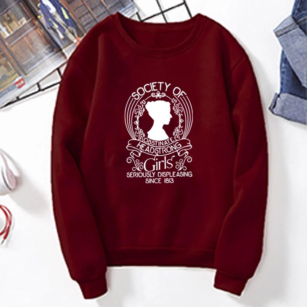 Mikina Jane Austen Společnost zatvrzelých svéhlavých dívek Mikina Pýcha a předsudek Svetr Vintage Mikiny Jane Austen Unisex Mikina s kapucí