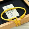 Gold Butterfly Bangle with Auspicious Inscription - Retro Chinese Style Open Bracelet