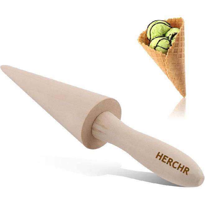 Wood Cone Roller Pizzelle Roller Krumkake Ice Cream Cone Roller Mold Natural Waffle Cone Roller Wooden Mini Waffle Cones Pastry Decorating Baking