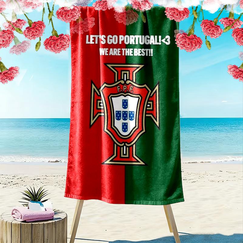 Portugal Football Print Beach Towel, Large Soft Quick Dry Towel for Beach Camping Swimming