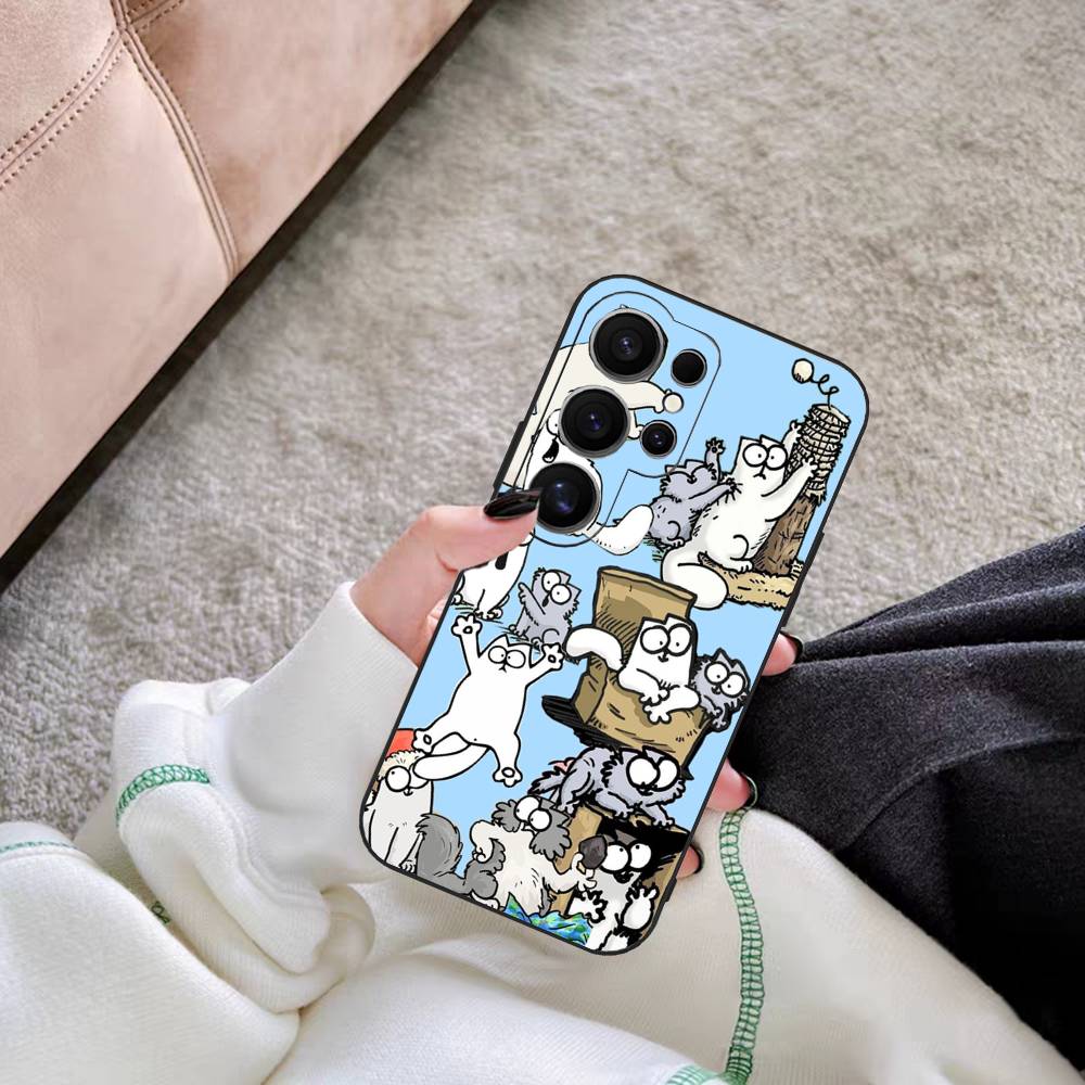 Cute S-Simons Cat Phone Case For Samsung S 24 Fe 25 Ultra Plus 20 Lite 21 30 22 23 24 22 Ultra 5G Fundas