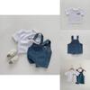 Stylish Baby Denim Suspender Short Set For Boys And Girls With Trendy White Short Sleeve T-shirt