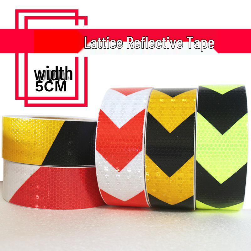 5cm Black Yellow Reflective Honeycomb Arrow Warning Tape Car Sticker