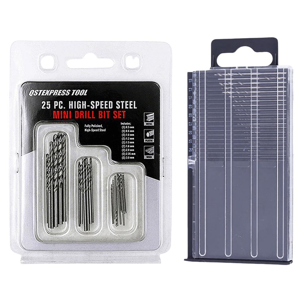 20/25Pcs Mini Twist Drill Bit Set with Plastic Box for Precisions Crafts Jewelry Making and Watch Repair Hole Drill Tool