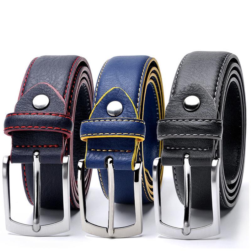 Mens Genuine Leather Belt Male Waist Strap Pin Buckle Cowhide Casual Belt for Men Durable Retro Design Daily Wear Business Casual All Match Waistband