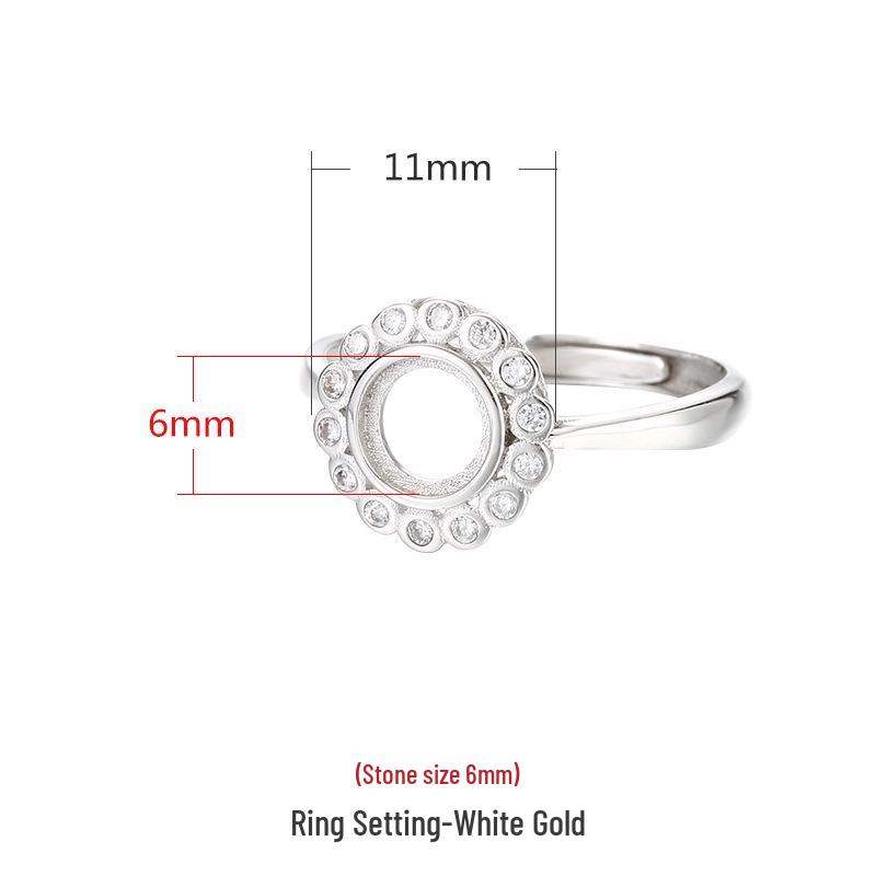 

S925 Sterling Silver Sunflower Design Ring Setting for Women - Compatible with Amber, Jade, Turquoise