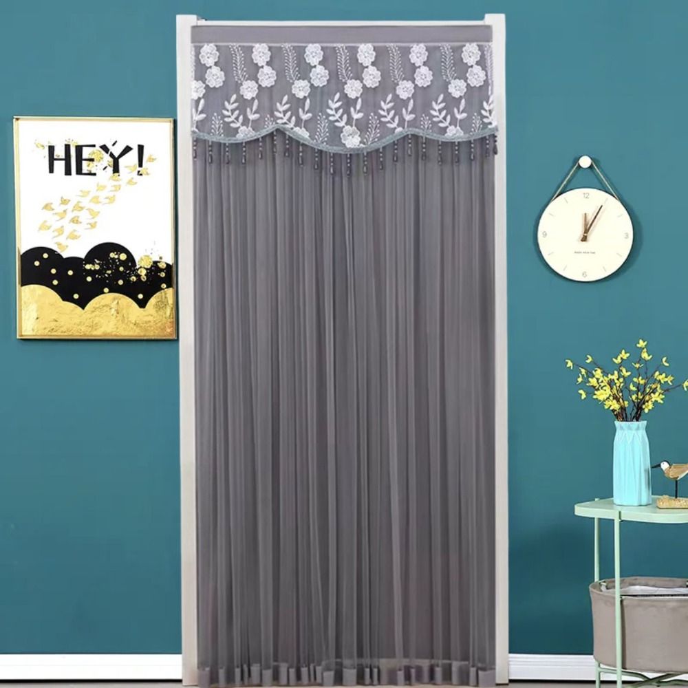 Double Layer Bedroom Partition Sheer Curtain with Strap Entrance Curtain Door Drapes  Privacy