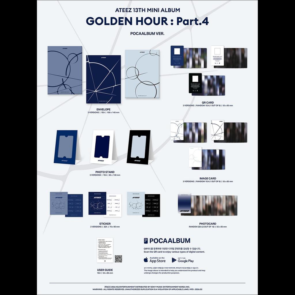 [Pre-comandă] ATEEZ - GOLDEN HOUR Partea 4 (POCAALBUM VER.) (O Ver / Ver Jurnal / Ver Z) + Cadou gratuit