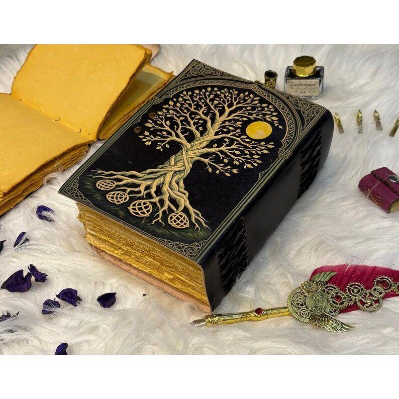 Tree of Life Leather Journal – Handmade Vintage Notebook and Deckle Edge Paper – Leather Bound Writing Diary & Sketchbook - Gift for Writers