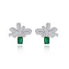 Luxury S925 Sterling Silver Diamond Stud Earrings For Women Wedding Ladies 5*7mm Emerald Earring Female 21*23mm Earring Jewelry