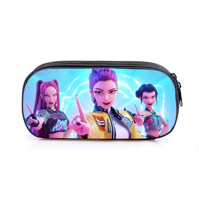 2025 Demon Hunters Cartoon Student Polyester Pencil Bag Secondary Element Stationery Box Fabric Pencil Case Hot