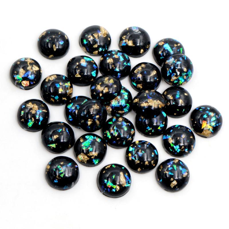 40 Stück 8mm 10mm 12mm Runde Eingebettete Metallfolie Flache Rückseite Harz Cabochons Kuppel DIY Ohrringe Schmuckherstellung Zubehör Fundstücke