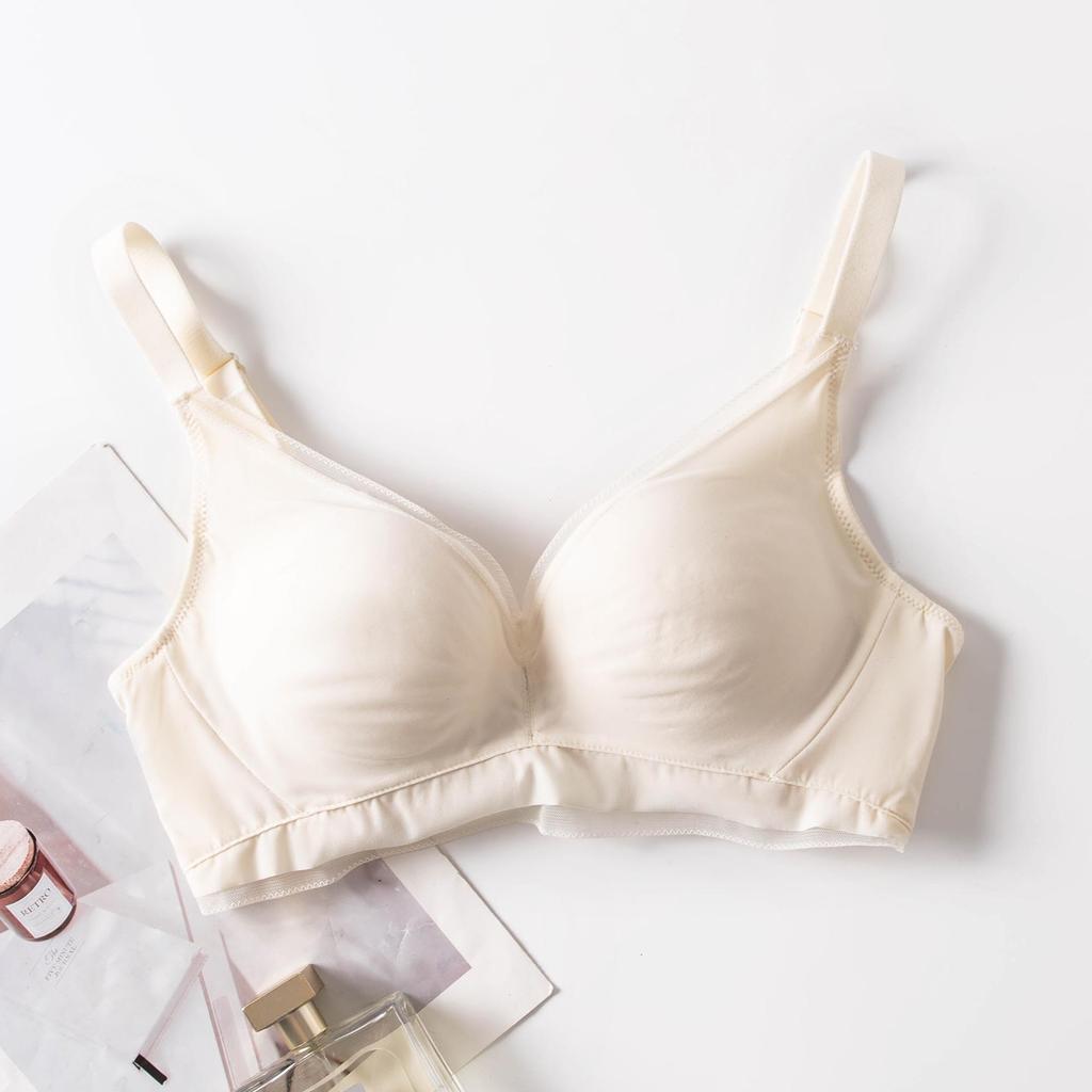 Fairy Style Adjustable Seamless Mulberry Silk Wireless Bra - Comfortable and Supportive Mesh Design for Women